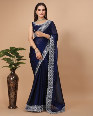 EKASYA Embroidered Bollywood Art Silk Saree(Blue)