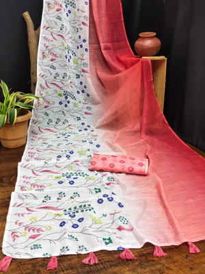 VED CREATION Digital Print, Embellished Daily Wear Linen Saree(Multicolor)
