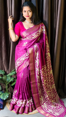 Suto Woven Berhampuri Art Silk Saree(Purple)