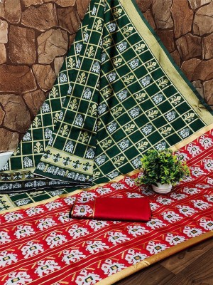 Divastri Woven, Printed Banarasi Cotton Silk Saree(Green)