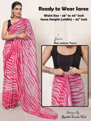 Rudra Fab Self Design Leheria Georgette Saree(Pink)