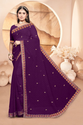 BATHANI CREATION Embroidered Bollywood Georgette Saree(Maroon)