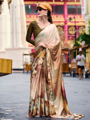 Sareemall Printed Daily Wear Crepe Saree(Green)