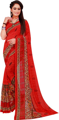 Suntex Printed Daily Wear Georgette Saree(Red)