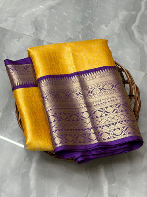 ZUBAIR SILK TEX Woven Banarasi Art Silk Saree(Yellow)