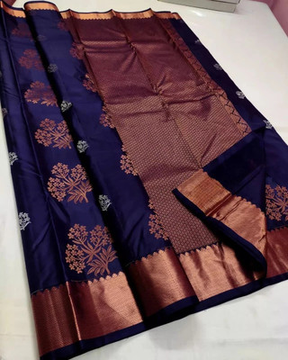 Divastri Woven Kanjivaram Pure Silk, Art Silk Saree(Dark Blue)
