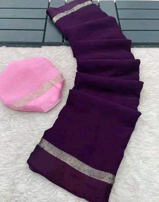 Triveni Fab Solid/Plain Bollywood Viscose Rayon Saree(Purple)