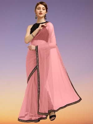 RE Renny Enterprise Self Design Bollywood Net Saree(Pink)
