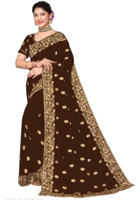 NIYANTAKSH Embroidered Bollywood Georgette Saree(Maroon)