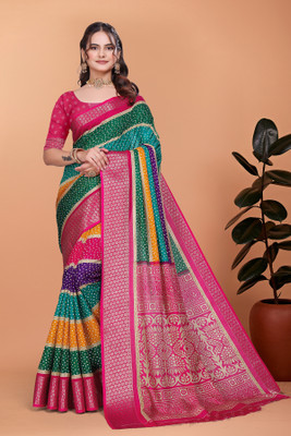UDANI ENTERPRISE Printed Bandhani Art Silk Saree(Multicolor)