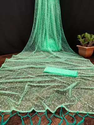 FINIVOIR Self Design Bollywood Net Saree(Light Green)