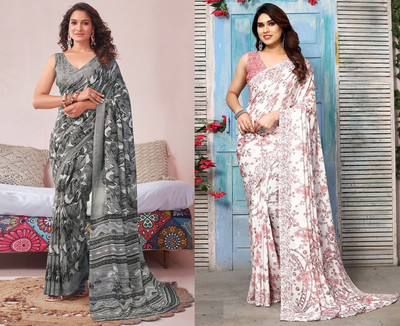 Panchvati NX Printed Bollywood Georgette Saree(Pack of 2, Multicolor)