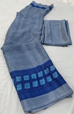 Vichitra Printed Bollywood Crepe Saree(Grey)