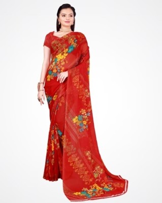 Suntex Printed Daily Wear Georgette Saree(Red)