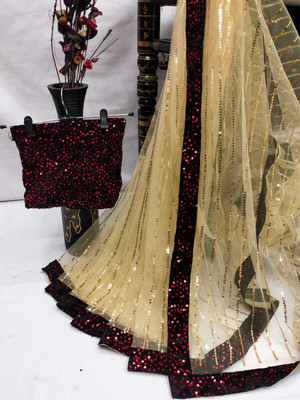 LADYSUTRA Embellished Bollywood Net Saree(Multicolor)