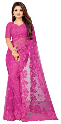 GALANI ENTERPRISE Embroidered Bollywood Net Saree(Pink)