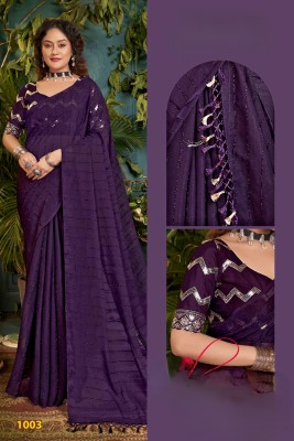 SHILPKALA Printed Daily Wear Chiffon Saree(Purple)