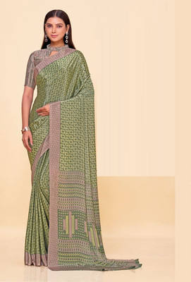 Panchvati NX Printed Bollywood Crepe Saree(Light Green)