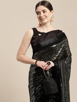 Clemira Embellished Bollywood Georgette Saree(Black)