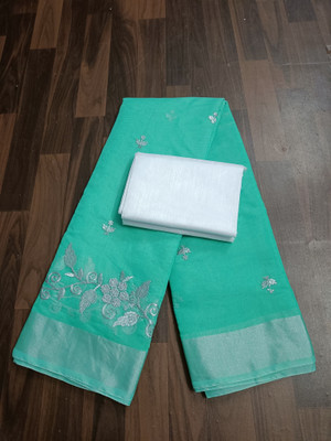 valida Embroidered Chanderi Chanderi Saree(Light Green)