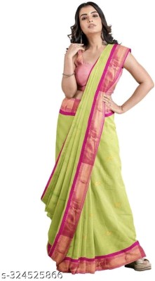 S S CREATION Woven Kanjivaram Pure Silk, Art Silk Saree(Light Green)