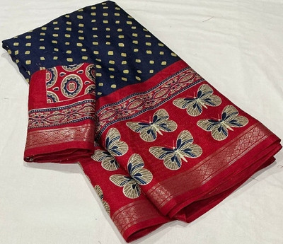 SVPrints Printed Bollywood Georgette Saree(Dark Blue)