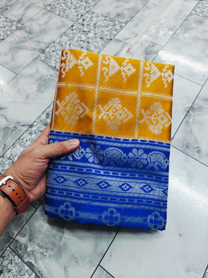 Sijileen Woven Sambalpuri Art Silk Saree(Mustard)