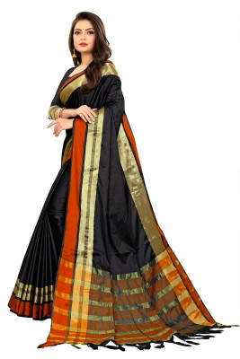 Alka Fashion Dyed Assam Silk Cotton Silk Saree(Black)