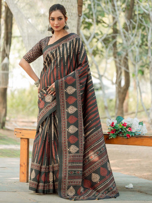 Sareemall Printed Leheria Silk Blend Saree(Light Green)