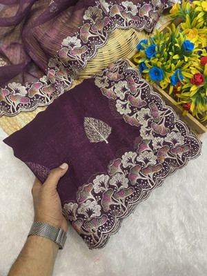 RADHIIKA Embroidered Bollywood Chanderi Saree(Purple)