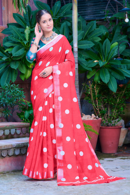 Divastri Digital Print, Printed Bollywood Cotton Linen Saree(Red)