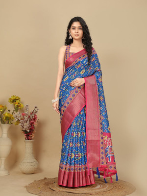 J6 Designers Geometric Print Kanjivaram Art Silk Saree(Multicolor)