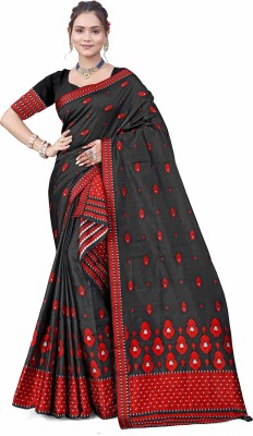 Skiran's Woven Mekhela Chador Polyester Saree(Black)