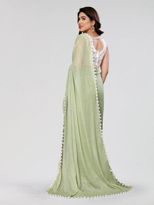 APERA Striped Daily Wear Polyester Saree(Green)