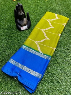 KANDORA Printed Bollywood Silk Blend Saree(Dark Green)