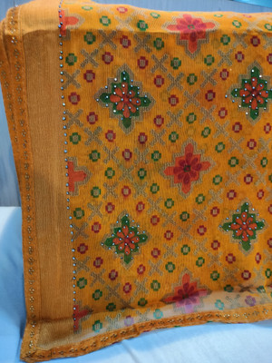 Madhur milan Printed Bollywood Brasso Saree(Yellow)