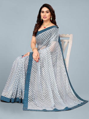 ISHA TRADE Self Design Bollywood Lycra Blend Saree(Blue)