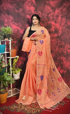 rinasareehouse Woven Jamdani Cotton Silk Saree(Multicolor)