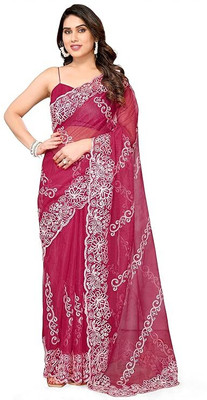 Aktr Embroidered Bollywood Net Saree(Multicolor)