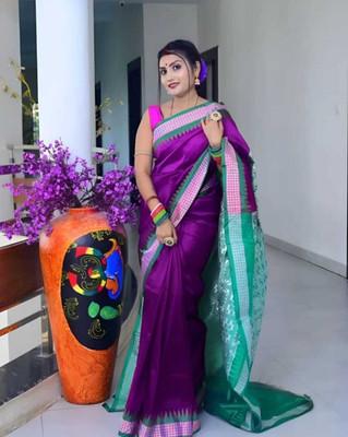 Sareedivine Temple Border Sambalpuri Art Silk Saree(Magenta)