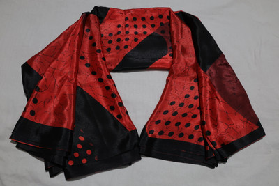 Boutique Buzz Polka Print, Printed Bollywood Satin Saree(Red, Black)