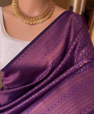 GORAL Printed Kanjivaram Art Silk, Jacquard Saree(Purple)