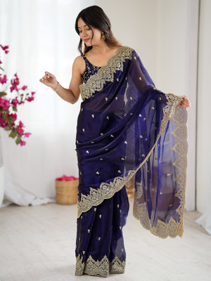 Sareemall Embellished Bollywood Chiffon Saree(Purple)