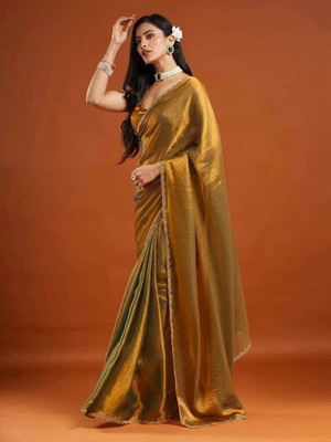 harlin Solid/Plain Bollywood Art Silk Saree(Multicolor)