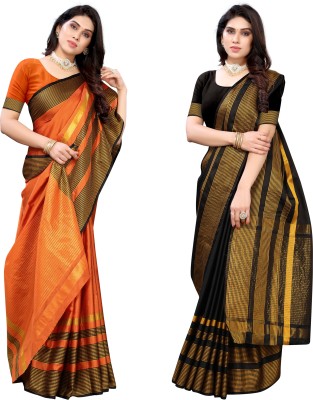 VJ FASHION Solid/Plain Daily Wear Cotton Silk Saree(Multicolor)