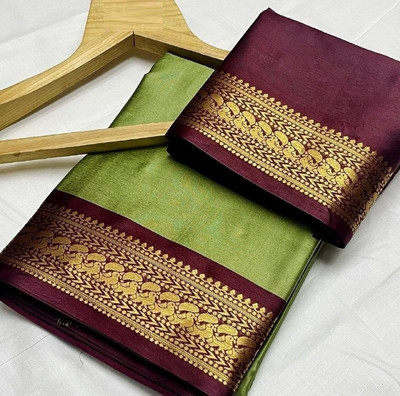 Julee Woven Chanderi Cotton Silk Saree(Green)