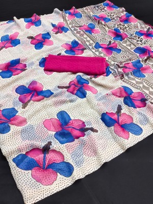 THE URBAN DIVA Printed Bollywood Georgette Saree(Pink, Blue, White)