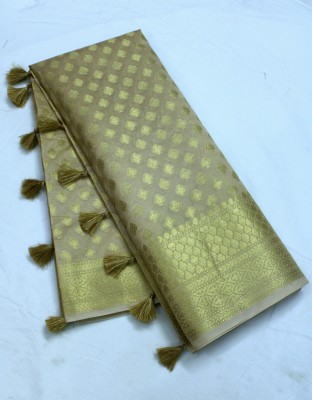 Indy Beauty Woven Banarasi Cotton Silk, Chanderi Saree(Light Green)