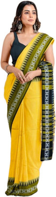 BongAp Woven Handloom Cotton Silk Saree(Yellow)