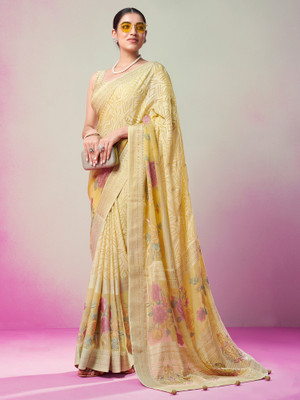 Tasrika Woven Bollywood Georgette Saree(Yellow)